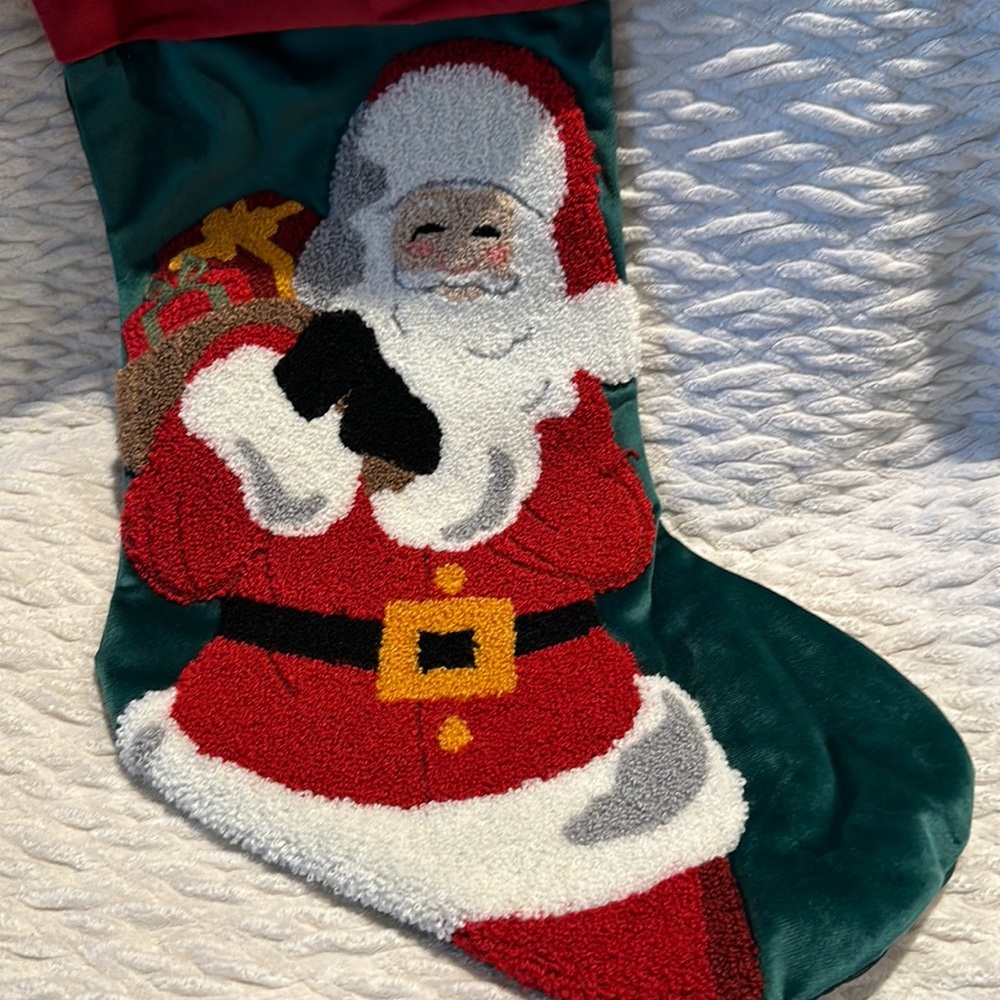 C and F Home SANTA Hooked Christmas Stocking